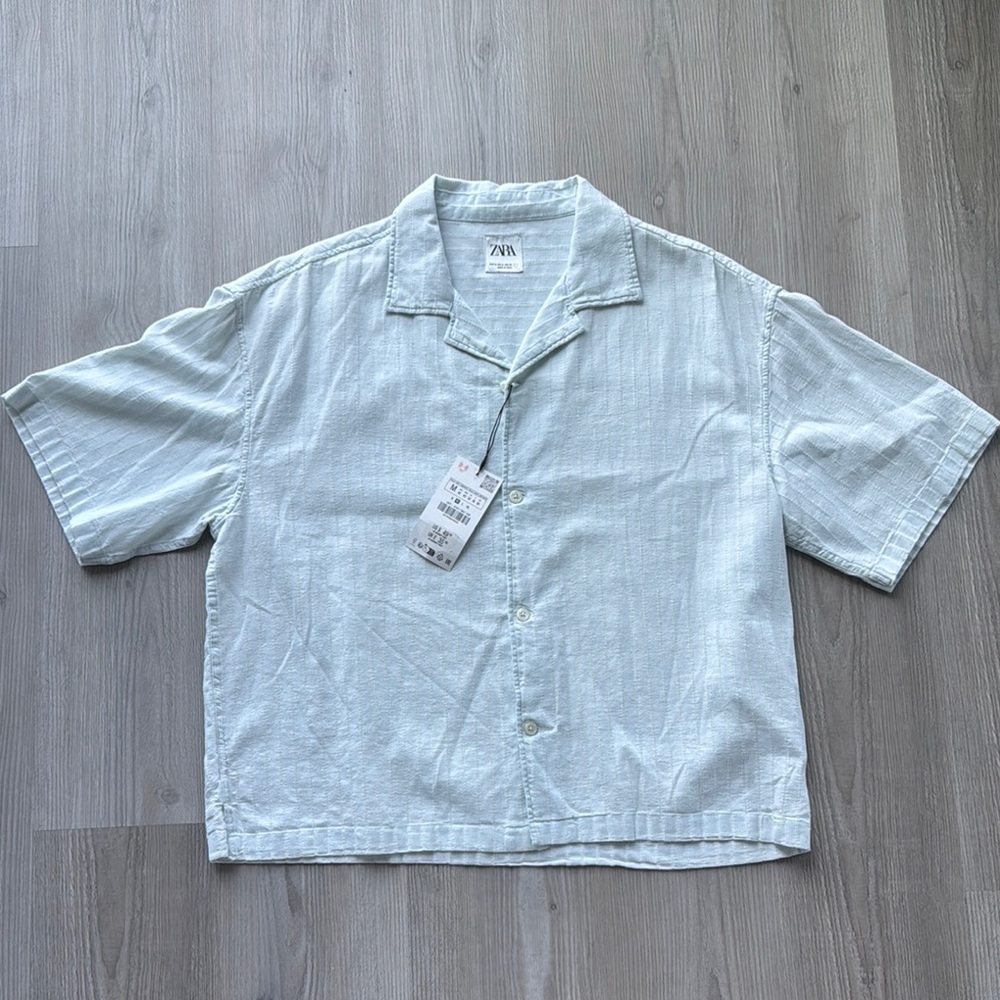 Zara Men's Casual Light Blue Button Down Shirt